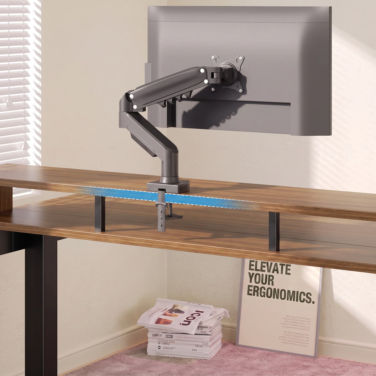 55" X 26" Electric Standing Desk with 2 Drawers & Large Keyboard Tray, Adjustable Sit Stand Computer Desk with 4 4 Memory Presets, C-Clamp Compatible Home Office Desk, Walnut