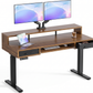 55" X 26" Electric Standing Desk with 2 Drawers & Large Keyboard Tray, Adjustable Sit Stand Computer Desk with 4 4 Memory Presets, C-Clamp Compatible Home Office Desk, Walnut