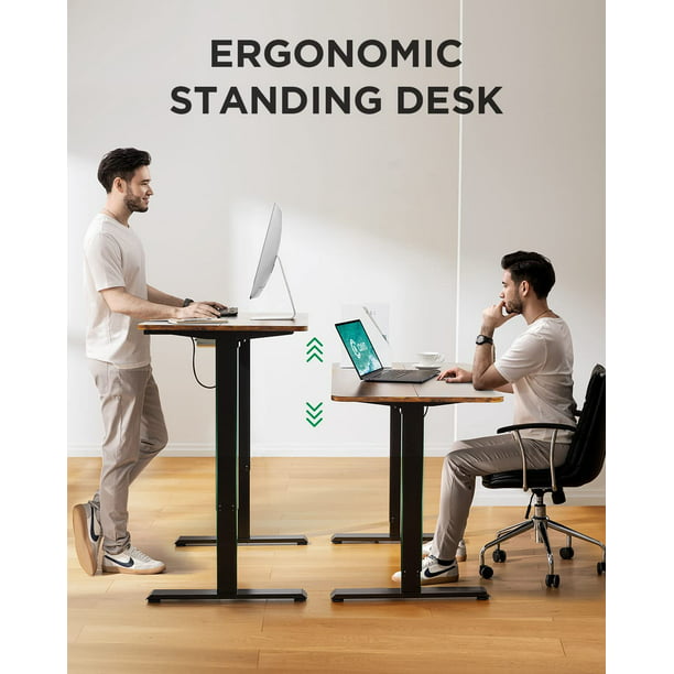 ‎55x24 Inch Electric Standing Desk with Monitor Stand Height Adjustable, Computer Stand Up Desk Table for Home Office , Rustic - Walmart.com