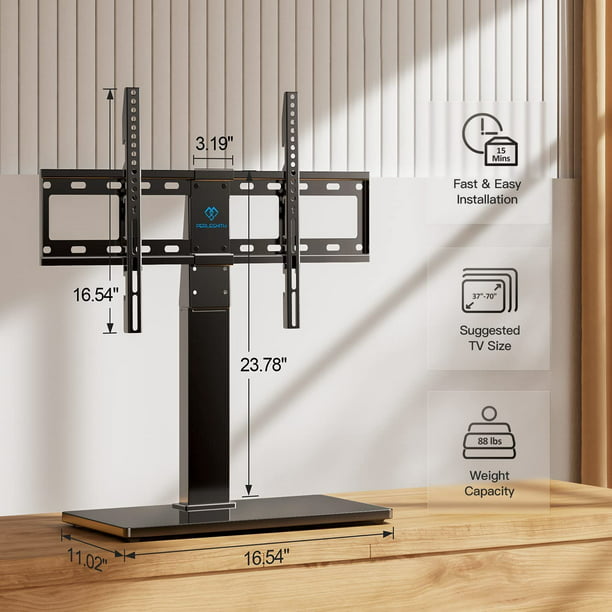TV Stand Mount, Table Top TV Stand for 37 to 70 inch LCD LED TVs, Height Adjustable Universal Swivel TV Stand with Tempered Glass Base, Max 600x400mm - Walmart.com