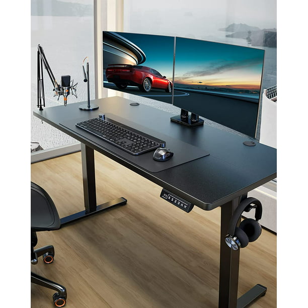 Height Adjustable Electric Standing Desk, 55 x 28 Inches Sit Stand up Desk, Memory Computer Home Office Desk, Black - Walmart.com