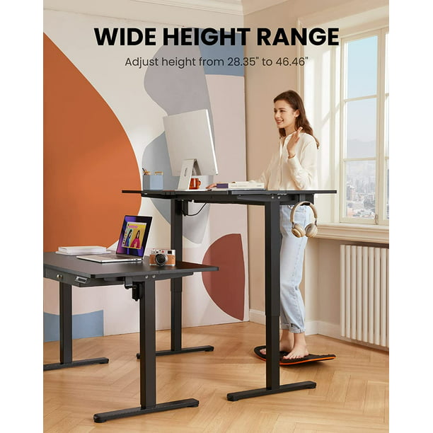 Adjustable Height Electric Standing Desk with Double Drawers, 55x28 inch Sit Stand Up Desk Computer Workstation for Home Office, Black - Walmart.com