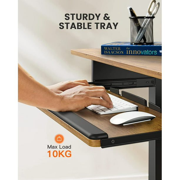 Electric Standing Desk with Keyboard Tray, 48" x 24" Adjustable Height Sit Stand Up Desk, Home Office Desk Computer Workstation, Vintage Brown
