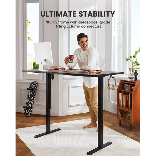 Electric Standing Desk with Drawer, Adjustable Height Sit Stand Up Desk, Home Office Desk Computer Workstation, 55x28 inch, Black - Walmart.com