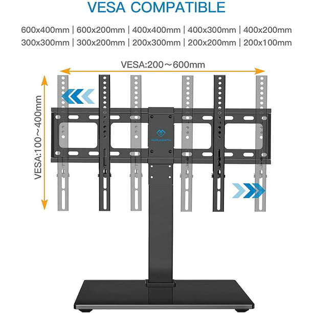 TV Stand Mount, Table Top TV Stand for 37 to 70 inch LCD LED TVs, Height Adjustable Universal Swivel TV Stand with Tempered Glass Base, Max 600x400mm - Walmart.com