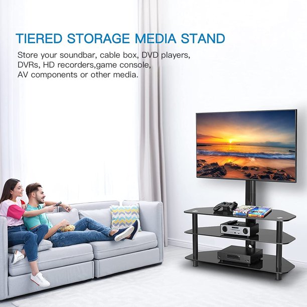Height Adjustable Floor TV Stand Base for 32-75 inch TVs, Universal Corner TV Entertainment Stand with Storage Perfect for Media - Walmart.com