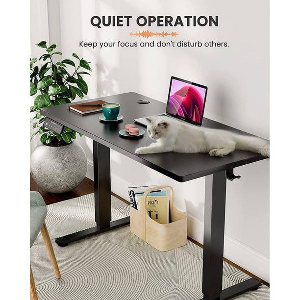 Home Office Electric Standing Desk 55 x 24 Inches, Height Adjustable Computer Stand Up Desk with Wheels, Memory Computer Workstation Table with Splice Board, Black - Walmart.com