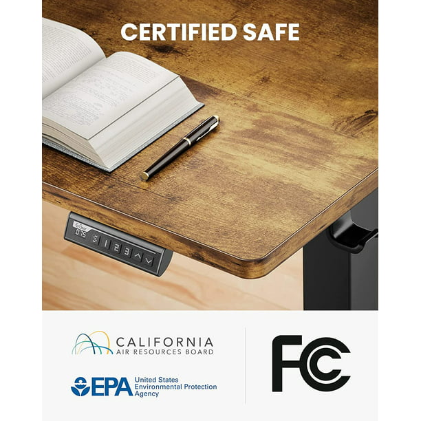 Electric Standing Desk with Double Drawers, 55x28 inch Adjustable Height Sit Stand Up Desk, Home Office Desk Computer Workstation with Storage Shelf, Vintage Brown - Walmart.com