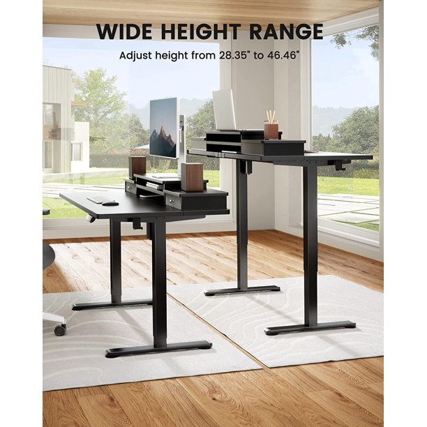 Kyspho Electric Standing Desk with Double Drawers, 48x24 inch Adjustable Height Sit Stand Up Desk, Home Office Desk Computer Workstation with Storage Shelf, Black - Walmart.com