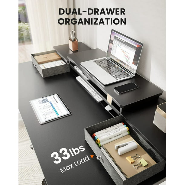 Kyspho Electric Standing Desk with Double Drawers, 48x24 inch Adjustable Height Sit Stand Up Desk, Home Office Desk Computer Workstation with Storage Shelf, Black - Walmart.com