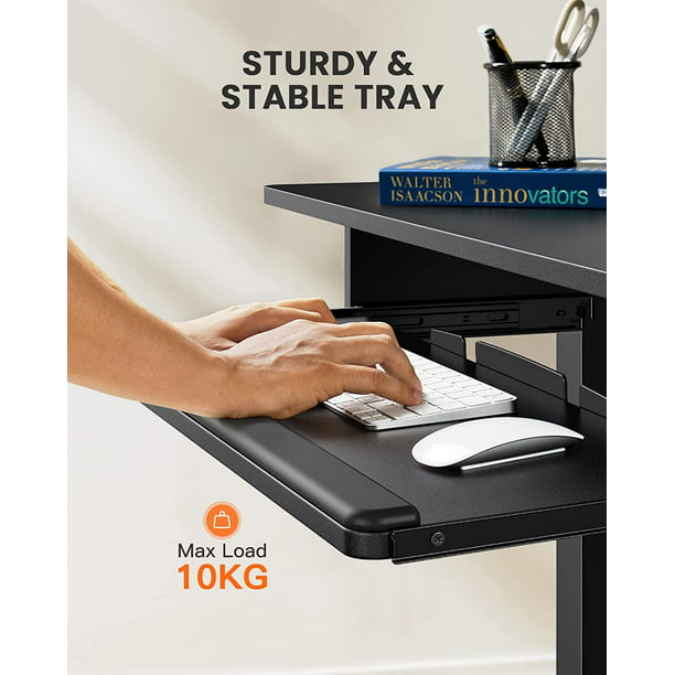 Electric Standing Desk with Keyboard Tray, Adjustable Height Sit Stand Up Desk, Home Office Desk Computer Workstation 55x28 Inches, Black - Walmart.com