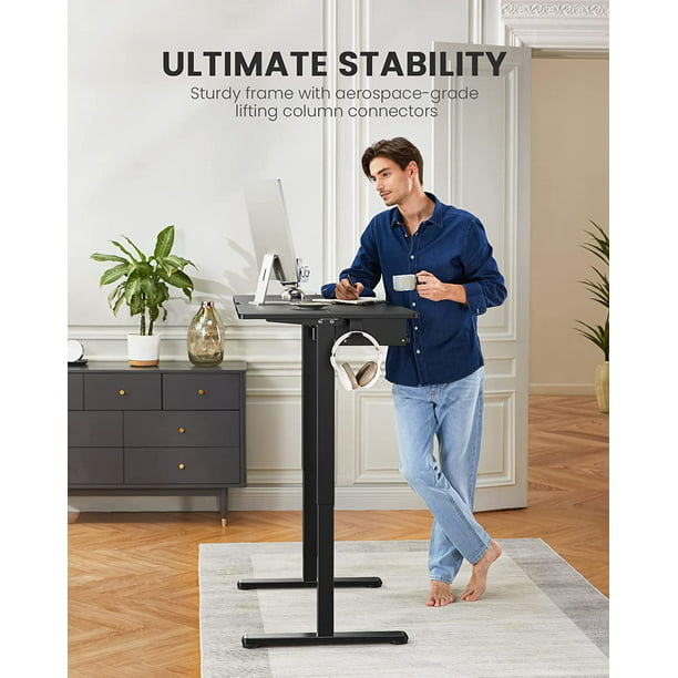 Electric Standing Desk with Keyboard Tray, Adjustable Height Sit Stand Up Desk, Home Office Desk Computer Workstation 55x28 Inches, Black - Walmart.com