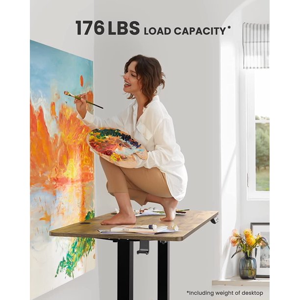 Height Adjustable Electric Standing Desk, 63x28 Inch Sit Stand up Desk, Large Memory Computer Home Office Desk, Vintage Brown - Walmart.com