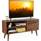 Retro TV Stand with Storage for TV up to 55 inch, Mid Century Modern TV Entertainment Center for Media Cable Box Gaming Consoles, Wood TV Console Table for Living Room Bedroom, Rustic Brown - Walmart.com