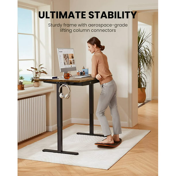 Adjustable Height Electric Standing Desk with Double Drawers, 55x28 inch Sit Stand Up Desk Computer Workstation for Home Office, Vintage Brown - Walmart.com