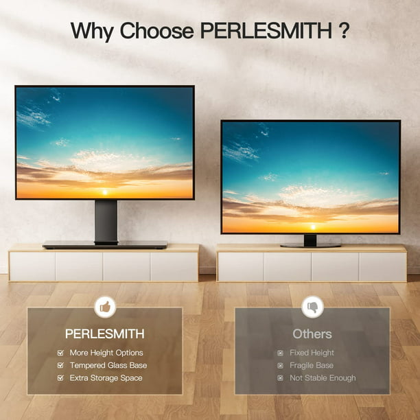 TV Stand Mount, Table Top TV Stand for 37 to 70 inch LCD LED TVs, Height Adjustable Universal Swivel TV Stand with Tempered Glass Base, Max 600x400mm - Walmart.com