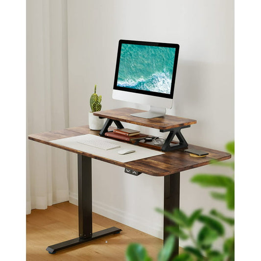 ‎55x24 Inch Electric Standing Desk with Monitor Stand Height Adjustable, Computer Stand Up Desk Table for Home Office , Rustic - Walmart.com