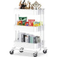 Metal Rolling Utility Cart 3-Tier, Heavy Duty Storage Cart with 2 Lockable Wheels, Multifunctional Mesh Organization Cart for Kitchen Dining Room Living Room (White) - Walmart.com