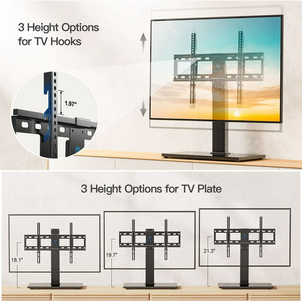 TV Stand Mount, Table Top TV Stand for 37 to 70 inch LCD LED TVs, Height Adjustable Universal Swivel TV Stand with Tempered Glass Base, Max 600x400mm - Walmart.com