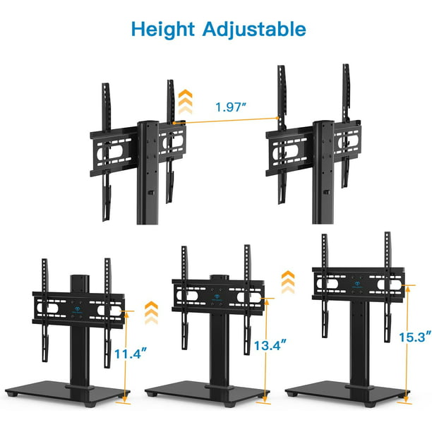 Universal TV Stand, Table Top TV Stand for 32-55 inch LCD LED TVs, Height Adjustable TV Base Stand with Tempered Glass Base Wire Management, Max 400x400mm - Walmart.com